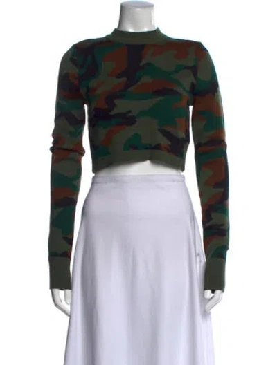 Pre-owned Monse Merino Wool Camouflage Print Crop Top W/ Tags In Green