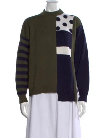 Pre-owned Monse Merino Wool Colorblock Pattern Sweater In Green