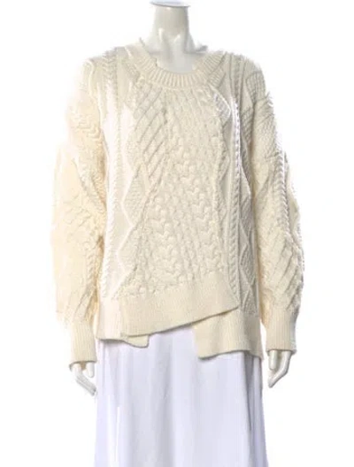 Pre-owned Monse Merino Wool Crew Neck Sweater In White