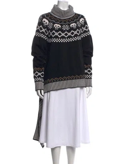 Pre-owned Monse Merino Wool Graphic Print Sweater In Black