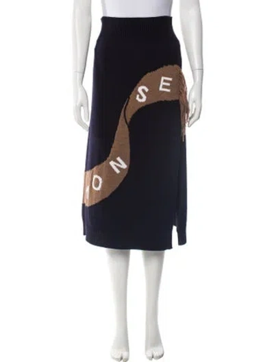 Pre-owned Monse Merino Wool Midi Length Skirt In Blue