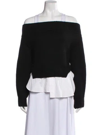 Pre-owned Monse Merino Wool Off-the-shoulder Sweater In Black