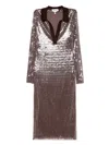 Monse Long Sleeve Sequin Mesh Midi Polo Dress