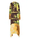 Monse Printed Jersey Long Sleeve Handkerchief Dress In Brown