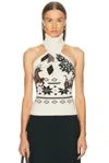 Monse Mixed Fair Isle Halterneck Sweater In Animal Print