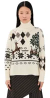Monse Mixed Fair Isle Roll Neck Sweater Ivory In Multi