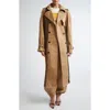 Monse Mixed Media Trench Coat In Dk Khaki