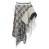 Monse Mixed Plaid Patchwork Asymmetric Skirt In Brown