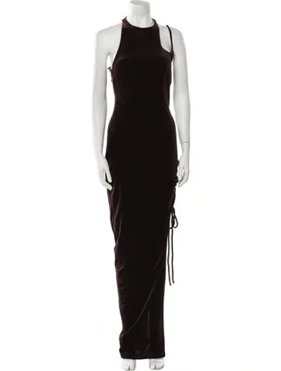 Pre-owned Monse Mock Neck Long Dress In Brown