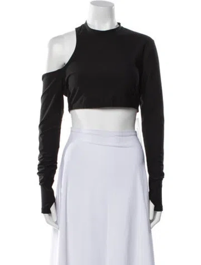 Pre-owned Monse Mock Neck Long Sleeve Crop Top In Black