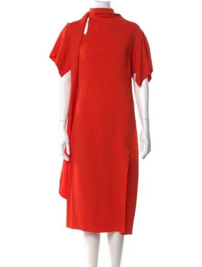 Pre-owned Monse Mock Neck Midi Length Dress In Red