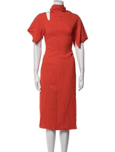 Pre-owned Monse Mock Neck Midi Length Dress In Red
