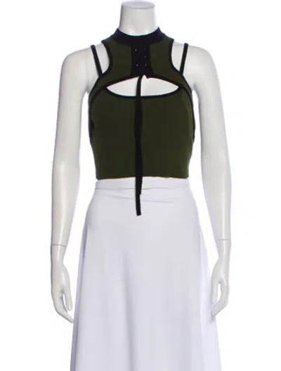 Pre-owned Monse Mock Neck Sleeveless Crop Top In Blue