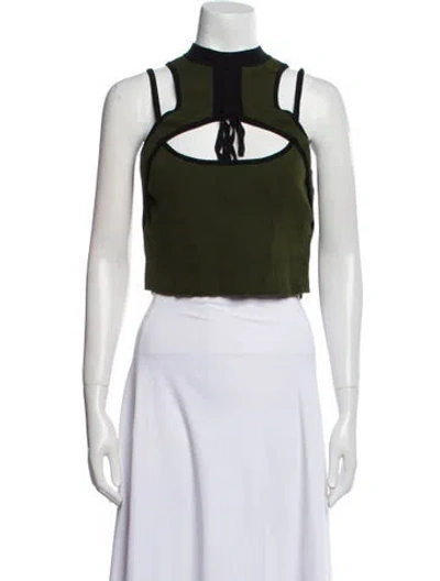 Pre-owned Monse Mock Neck Sleeveless Crop Top In Green