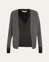Monse Multi Layered Merino Wool Cardigan In Black Grey
