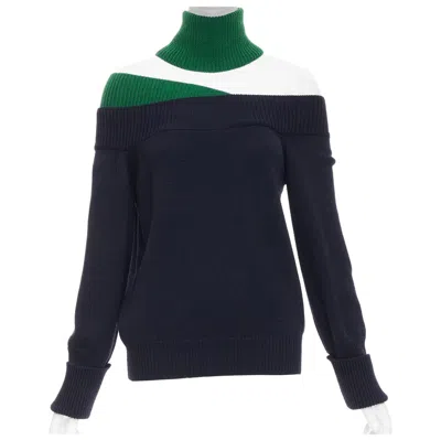 Pre-owned Monse Navy Green Merino Wool Asymmetric Cut Out Sweater S