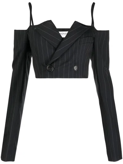 Monse Schulterfreie Cropped-jacke In Midnight