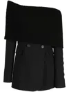 Monse Off-shoulder Deconstructed Wool Dress In Black