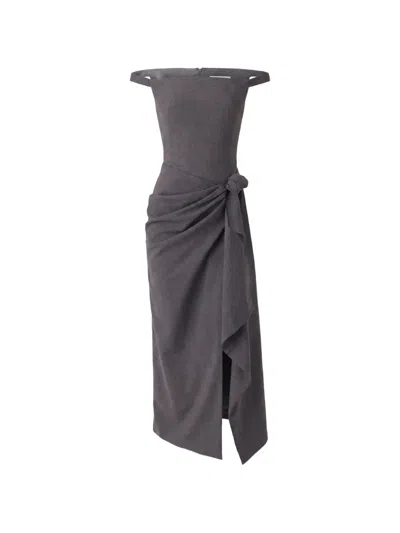 Monse Off-shoulder Draped Dress In Gray