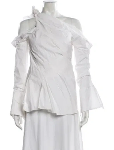 Pre-owned Monse Off-the-shoulder Long Sleeve Blouse In White