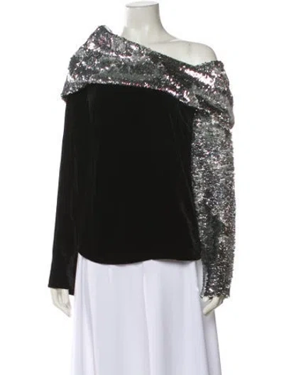 Pre-owned Monse Off-the-shoulder Long Sleeve Top In Black