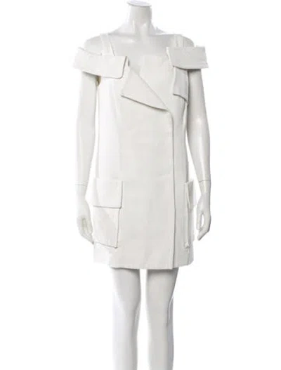 Pre-owned Monse Off-the-shoulder Mini Dress In Neutral