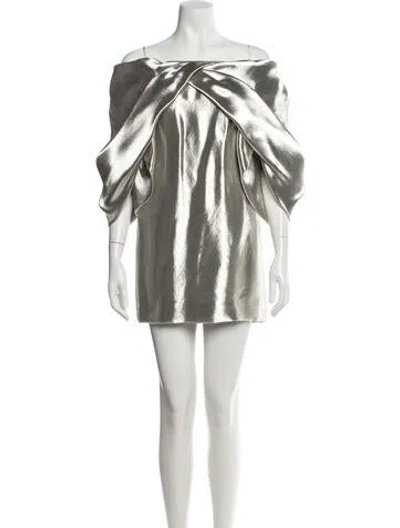 Pre-owned Monse Off-the-shoulder Mini Dress In Silver