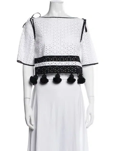 Pre-owned Monse Off-the-shoulder Short Sleeve Crop Top W/ Tags In White
