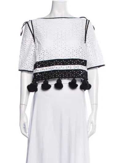 Pre-owned Monse Off-the-shoulder Short Sleeve Crop Top In White