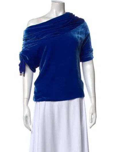 Pre-owned Monse Off-the-shoulder Short Sleeve Top In Blue