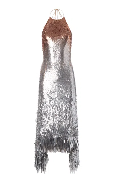 Monse Ombre Sequined Midi Dress In Silver