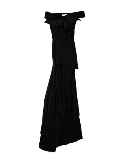 Pre-owned Monse One-shoulder Long Dress In Black