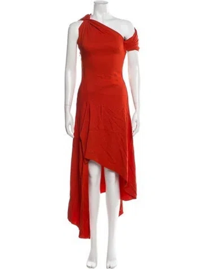 Pre-owned Monse One-shoulder Long Dress In Red
