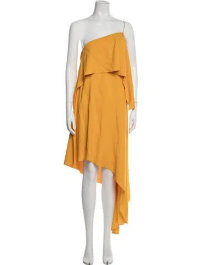 Pre-owned Monse One-shoulder Long Dress In Yellow