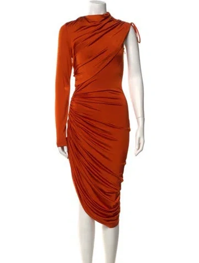 Pre-owned Monse One-shoulder Midi Length Dress In Orange