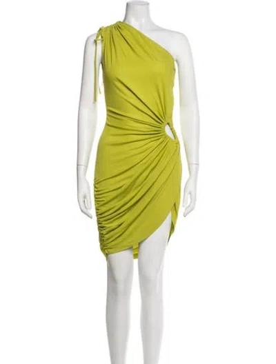 Pre-owned Monse One-shoulder Mini Dress In Green