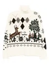 Monse Mixed Fair Isle Roll Neck Sweater Ivory In White