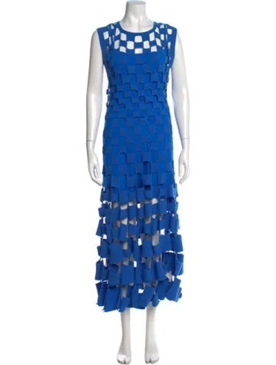 Pre-owned Monse Patterned Long Dress In Blue