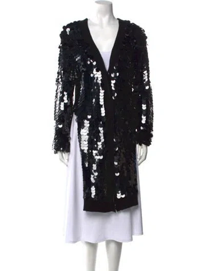 Pre-owned Monse Patterned V-neck Sweater In Black