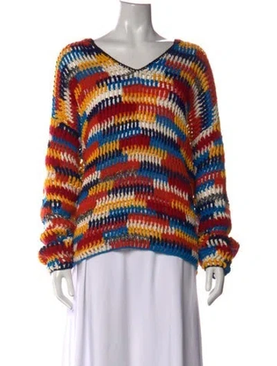 Pre-owned Monse Patterned V-neck Sweater In Blue