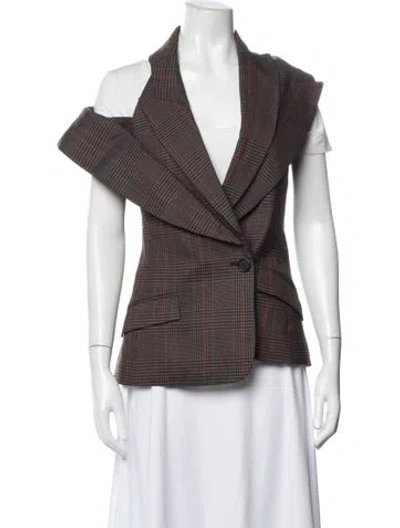 Pre-owned Monse Plaid Print Blazer In Brown