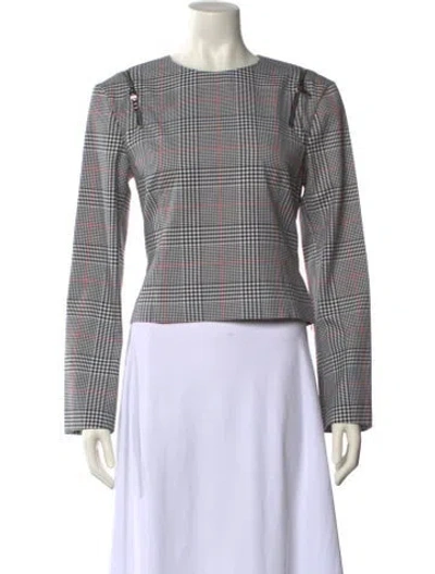Pre-owned Monse Plaid Print Crew Neck Top W/ Tags In Gray