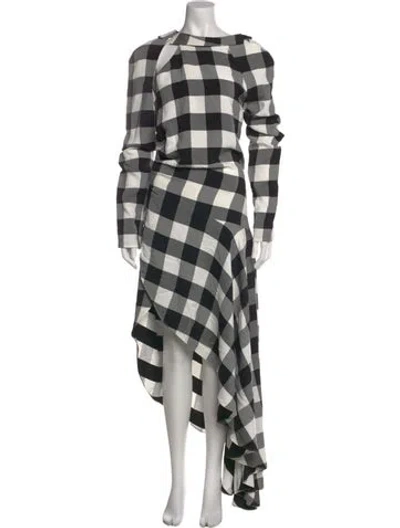 Pre-owned Monse Plaid Print Long Dress In Black