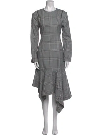 Pre-owned Monse Plaid Print Long Dress In Black