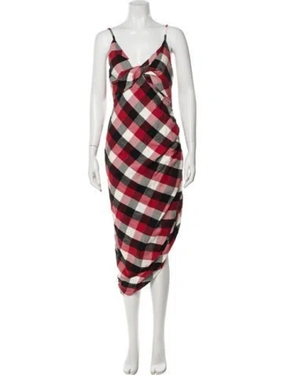 Pre-owned Monse Plaid Print Long Dress W/ Tags In Black/red