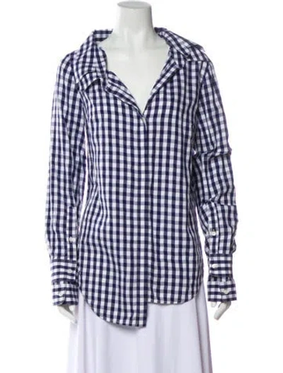 Pre-owned Monse Plaid Print Long Sleeve Button-up Top In Multi