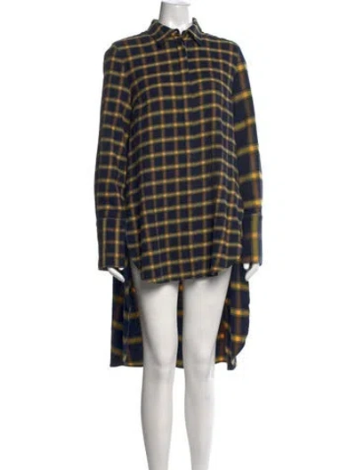 Pre-owned Monse Plaid Print Long Sleeve Top In Blue