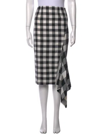 Pre-owned Monse Plaid Print Midi Length Skirt In Black
