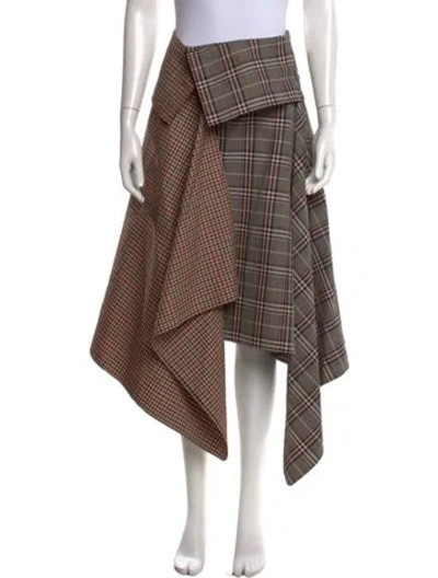 Pre-owned Monse Plaid Print Midi Length Skirt In Neutral