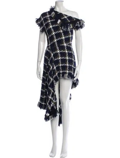 Pre-owned Monse Plaid Print Mini Dress In Blue/green/white